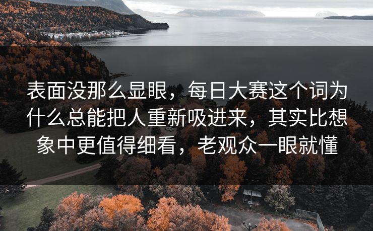 表面没那么显眼,每日大赛这个词为什么总能把人重新吸进来,其实比想象中更值得细看,老观众一眼就懂 表面没那么显眼,每日大赛这个词为什么总能把人重新吸进来,其实比想象中更值得细看,老观众一眼就懂