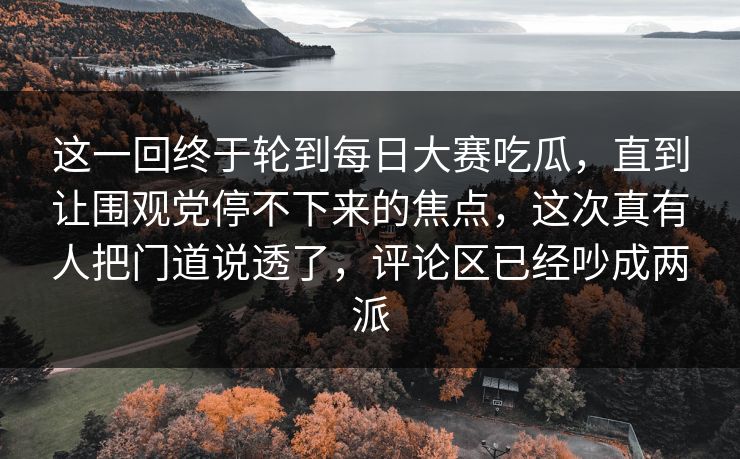 这一回终于轮到每日大赛吃瓜，直到让围观党停不下来的焦点，这次真有人把门道说透了，评论区已经吵成两派