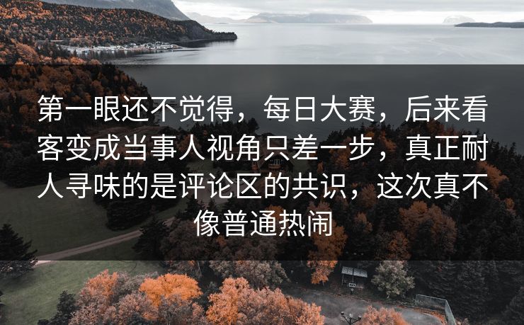第一眼还不觉得，每日大赛，后来看客变成当事人视角只差一步，真正耐人寻味的是评论区的共识，这次真不像普通热闹